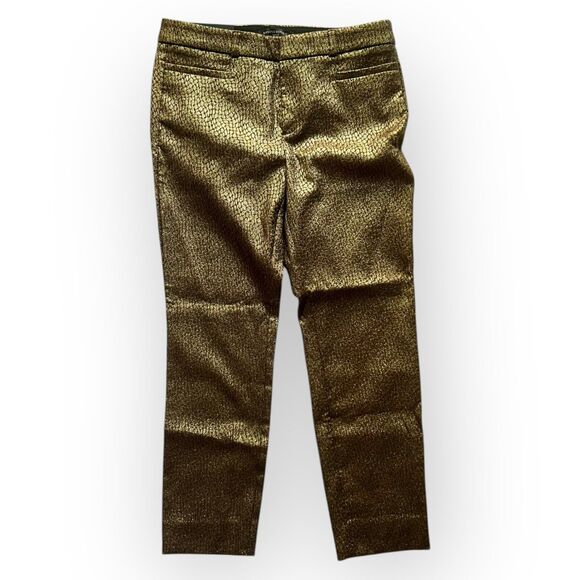 Banana Republic Women's Metallic Gold Mid-Rise Skinny Sloan Ankle Pant Size 6P - Picture 1 of 12
